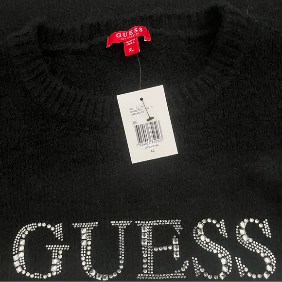 GUESS Rhinestone Logo Knit Tori Sweater. Sz. XL - Picture 8 of 9